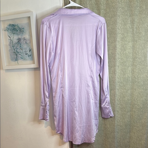 Rivir Lavender Satin Tie-Front Dress size M - Picture 5 of 11